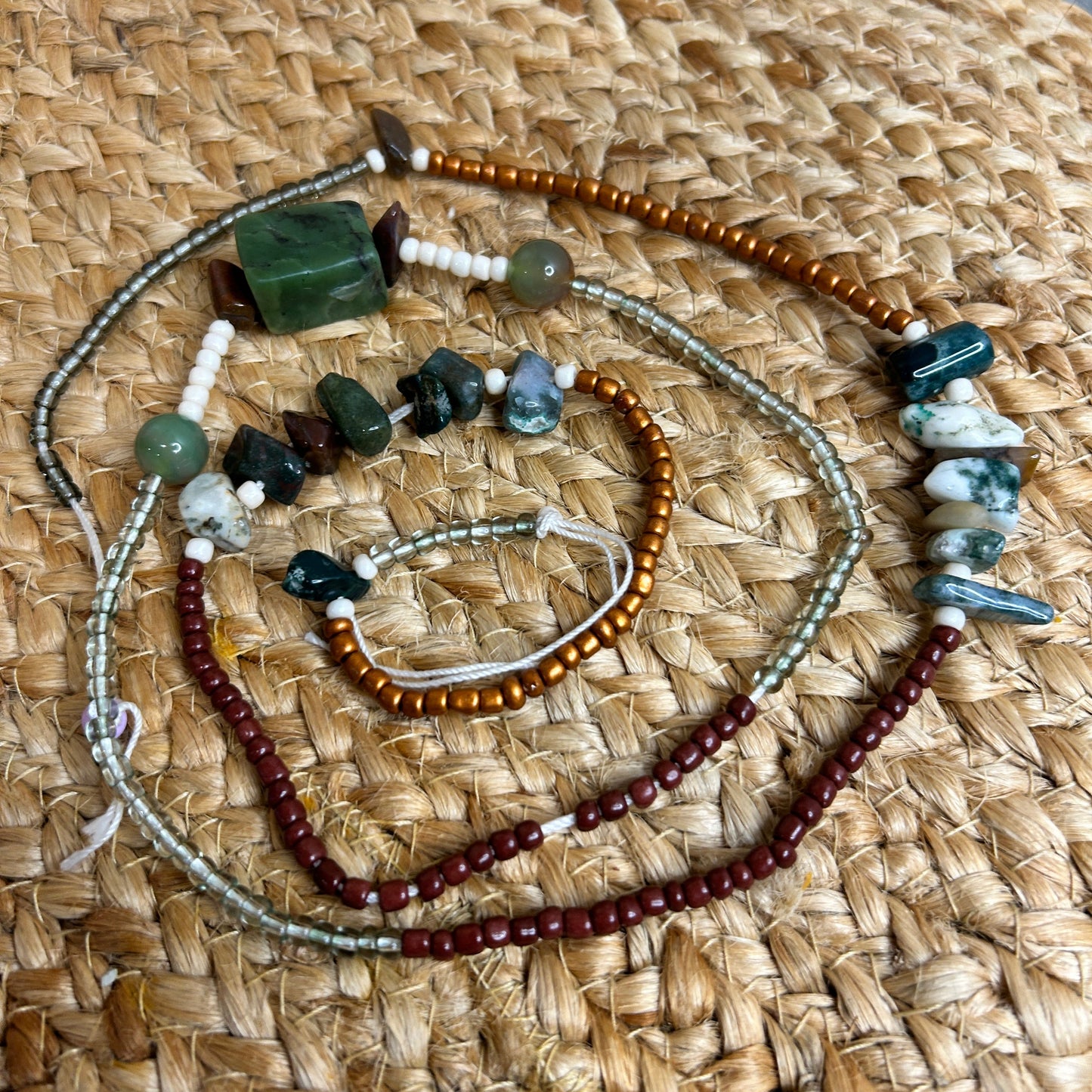 Emerald and Indian Agate Waist Beads