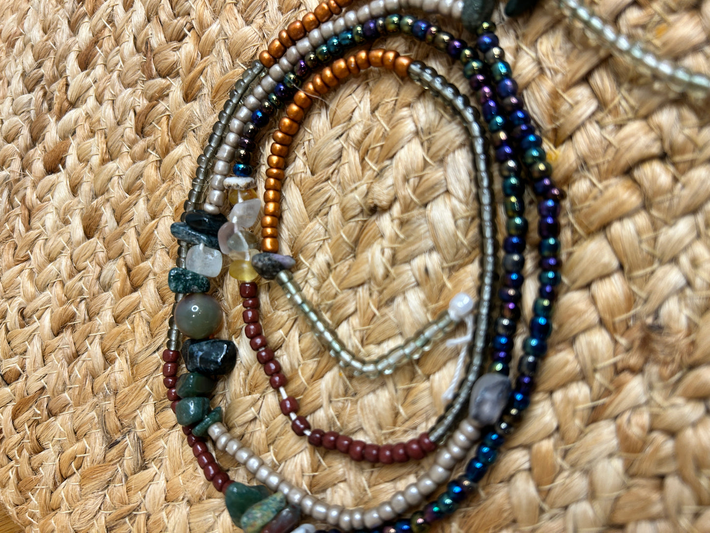 Emerald, Fluorite and Indian Agate Waist Beads