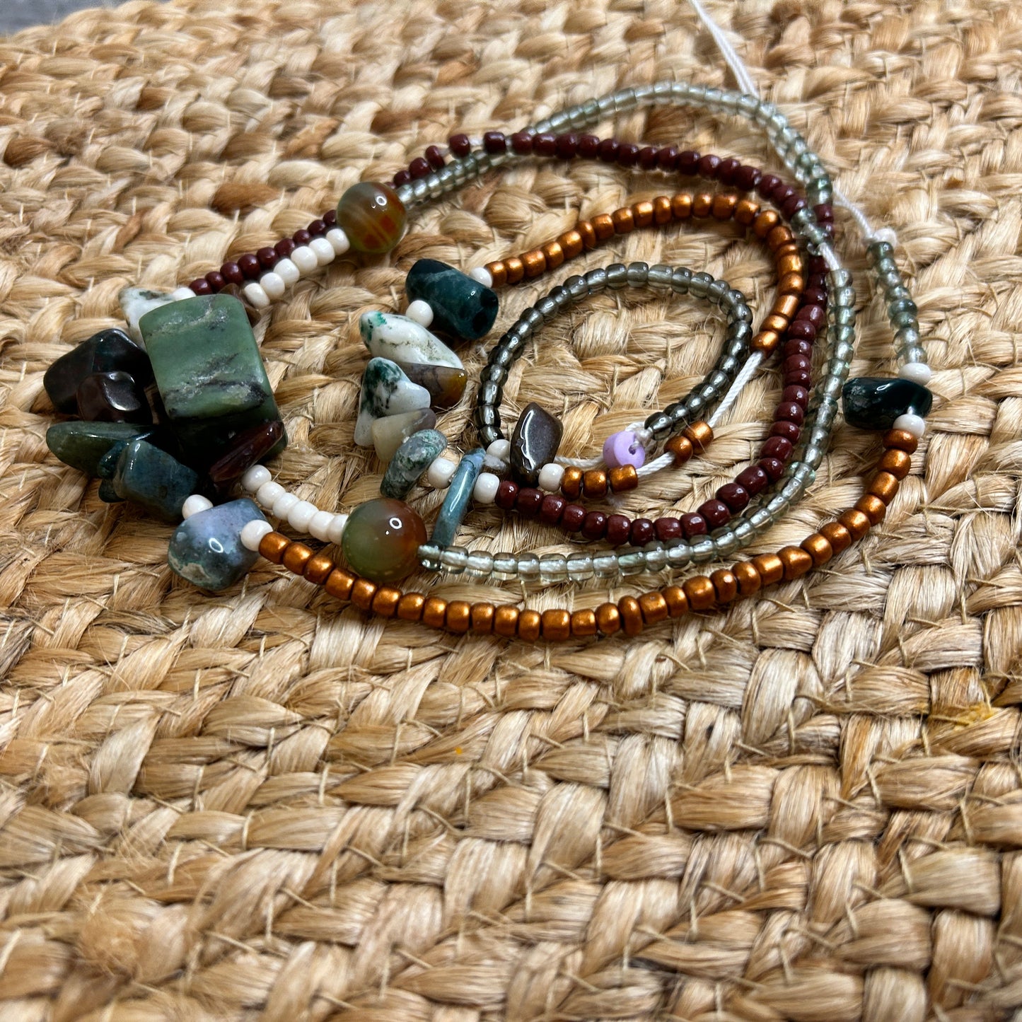 Emerald and Indian Agate Waist Beads
