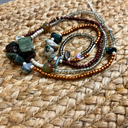 Emerald and Indian Agate Waist Beads