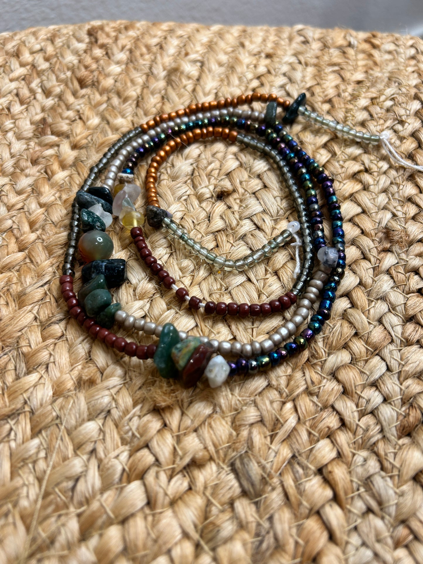 Emerald, Fluorite and Indian Agate Waist Beads